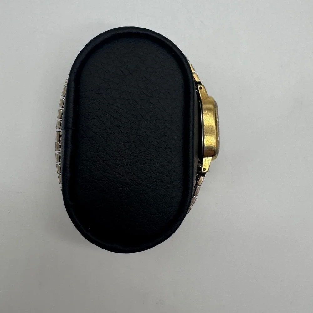 Vintage Timex Quartz Watch Gold Tone Cushion Case Expansion Band needs bat